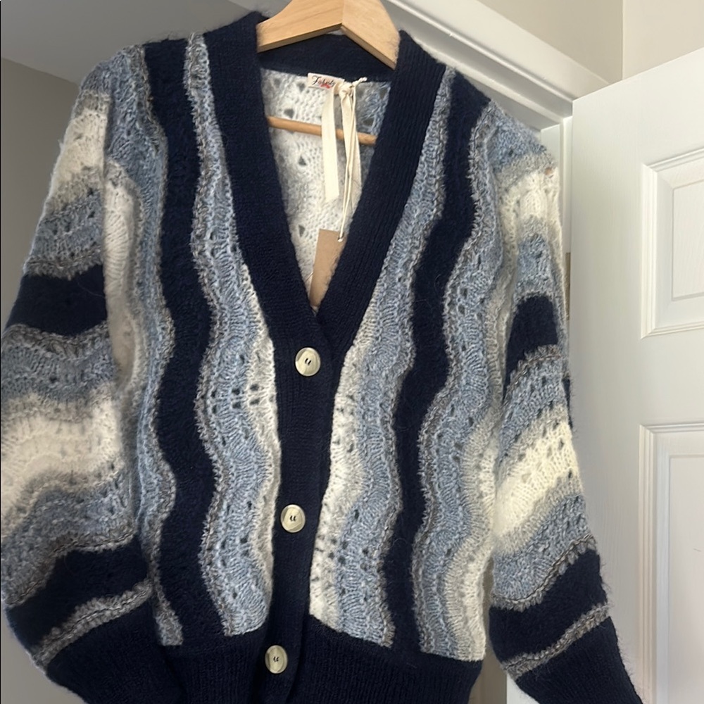 Stylish Blue and White Women's Sweater -so soft!!